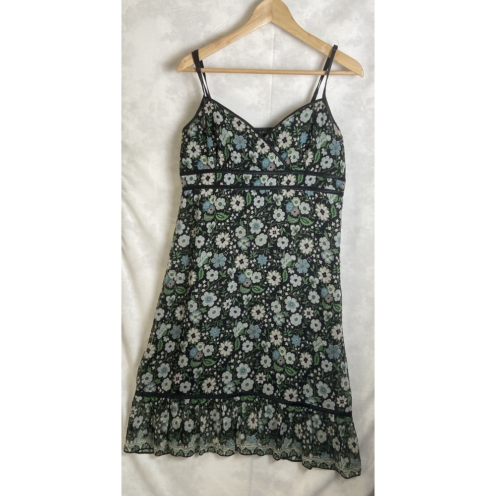 Antonio Melani Dress Women's Sz 10 Floral 100% Silk Ruffled Hem Slip Party Dress